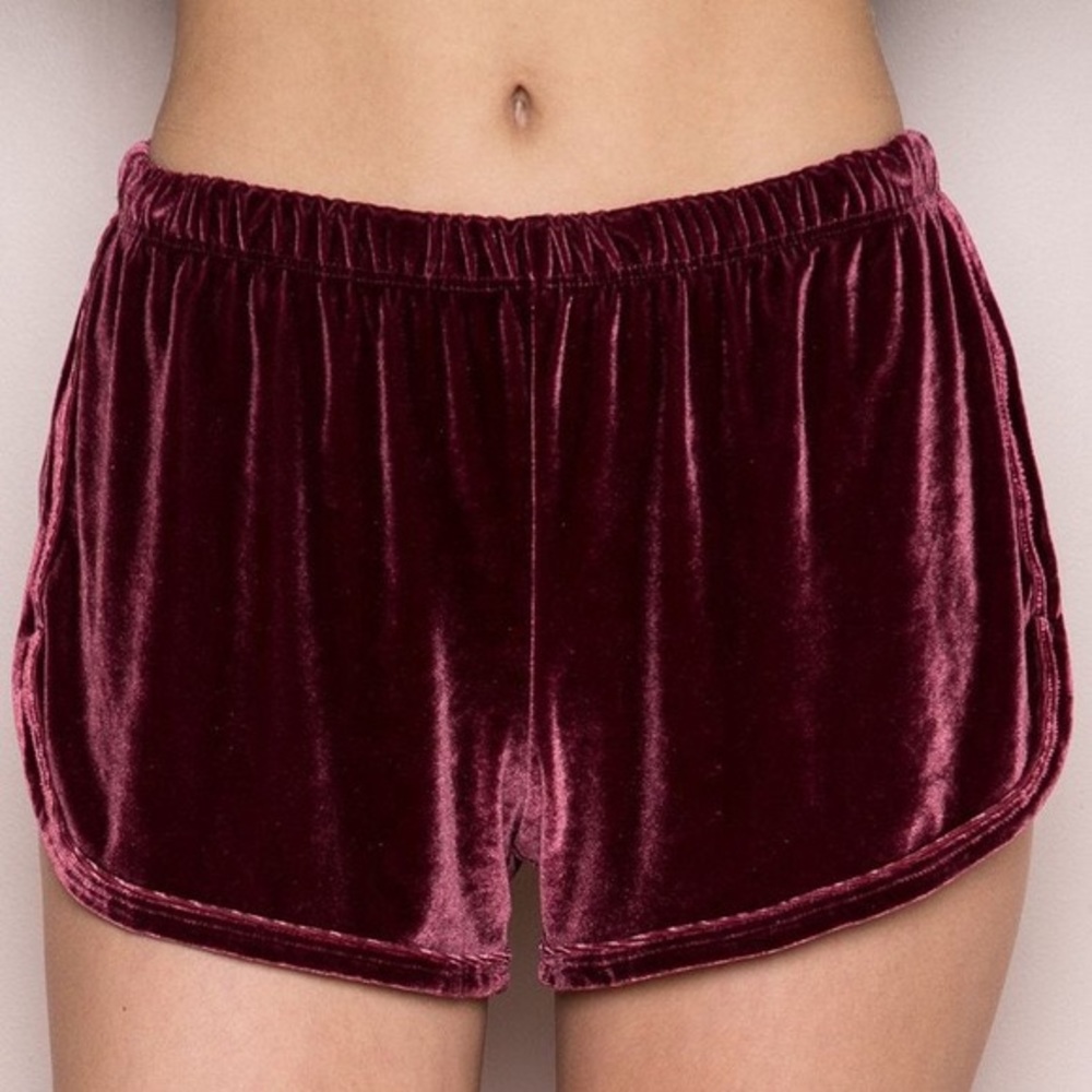 Burgandy Velvet Brandy Melville shorts
